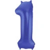 Folie Ballon Cijfer 1 Mat Blauw XL 86cm Leeg
