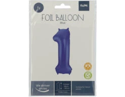 Folie Ballon Cijfer 1 Mat Blauw XL 86cm Leeg -Feestspullen Winkel folie ballon cijfer 1 mat blauw xl 86cm leeg 2