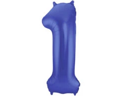 Folie Ballon Cijfer 1 Mat Blauw XL 86cm Leeg