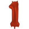 Folie Ballon Cijfer 1 Mat Rood XL 86cm Leeg