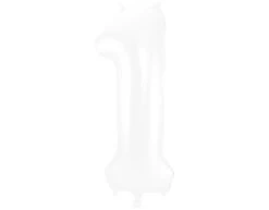 Folie Ballon Cijfer 1 Mat Wit XL 86cm Leeg
