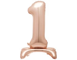 Folie Ballon Cijfer 1 Rose Goud Standaard 76cm