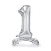 Folie Ballon Cijfer 1 Zilver Standaard Leeg 70cm