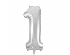 Folie Ballon Cijfer 1 Zilver XL 86cm Leeg