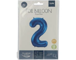 Folie Ballon Cijfer 2 Blauw Metallic XL 86cm Leeg -Feestspullen Winkel folie ballon cijfer 2 blauw metallic xl 86cm leeg 2