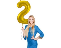 Folie Ballon Cijfer 2 Goud Metallic XL 86cm Leeg -Feestspullen Winkel folie ballon cijfer 2 goud metallic xl 86cm leeg 2