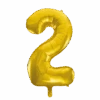 Folie Ballon Cijfer 2 Goud XL 86cm Leeg