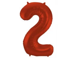 Folie Ballon Cijfer 2 Mat Rood XL 86cm Leeg