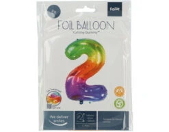 Folie Ballon Cijfer 2 Regenboog XL 81cm Leeg -Feestspullen Winkel folie ballon cijfer 2 regenboog xl 81cm leeg 3
