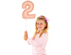Folie Ballon Cijfer 2 Rose Goud 36cm Met Stokje -Feestspullen Winkel folie ballon cijfer 2 rose goud 36cm met stokje 2
