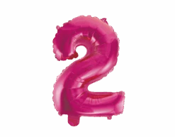 Folie Ballon Cijfer 2 Roze 41cm Met Rietje