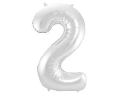Folie Ballon Cijfer 2 Zilver Metallic XL 86cm Leeg