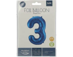 Folie Ballon Cijfer 3 Blauw Metallic XL 86cm Leeg -Feestspullen Winkel folie ballon cijfer 3 blauw metallic xl 86cm leeg 2