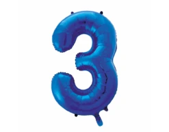 Folie Ballon Cijfer 3 Blauw XL 86cm Leeg