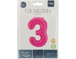 Folie Ballon Cijfer 3 Fuchsia Metallic XL 86cm Leeg -Feestspullen Winkel folie ballon cijfer 3 fuchsia metallic xl 86cm lee 3