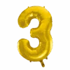 Folie Ballon Cijfer 3 Goud XL 86cm Leeg