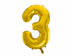 Folie Ballon Cijfer 3 Goud XL 86cm Leeg