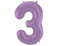Folie Ballon Cijfer 3 Mat Paars XL 86cm Leeg