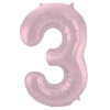 Folie Ballon Cijfer 3 Pastel Roze XL 86cm Leeg