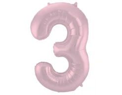 Folie Ballon Cijfer 3 Pastel Roze XL 86cm Leeg