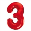 Folie Ballon Cijfer 3 Rood XL 86cm Leeg
