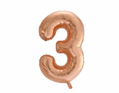 Folie Ballon Cijfer 3 Rose Goud XL 86cm Leeg