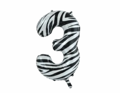 Folie Ballon Cijfer 3 Zebra XL 86cm Leeg