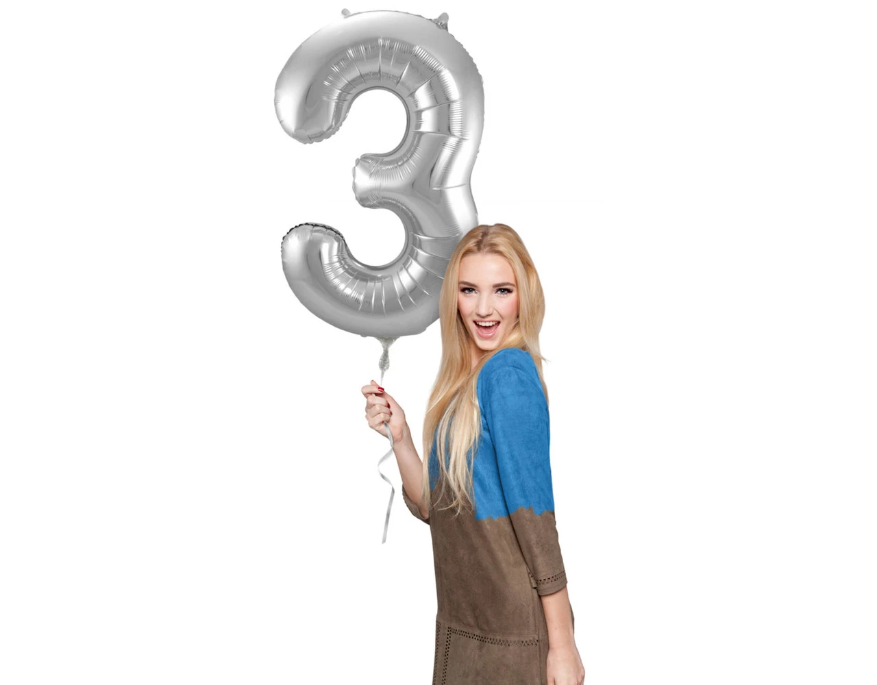 Folie Ballon Cijfer 3 Zilver Metallic XL 86cm Leeg 2 Folie Ballon Cijfer 3 Zilver Metallic XL 86cm Leeg - Afbeelding 2