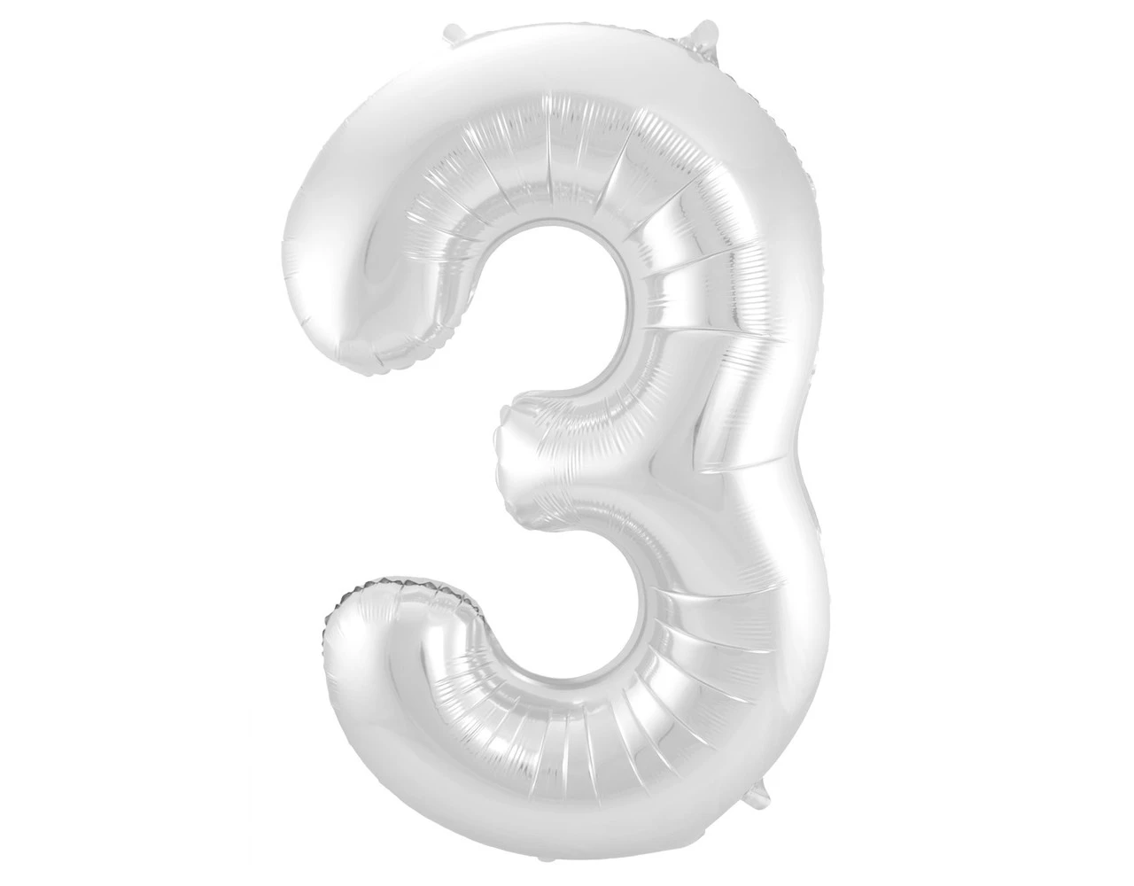 Folie Ballon Cijfer 3 Zilver Metallic XL 86cm Leeg 1 Folie Ballon Cijfer 3 Zilver Metallic XL 86cm Leeg
