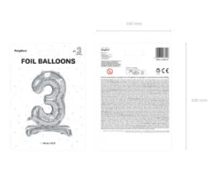 Folie Ballon Cijfer 3 Zilver Standaard Leeg 70cm -Feestspullen Winkel folie ballon cijfer 3 zilver standaard leeg 70cm 2