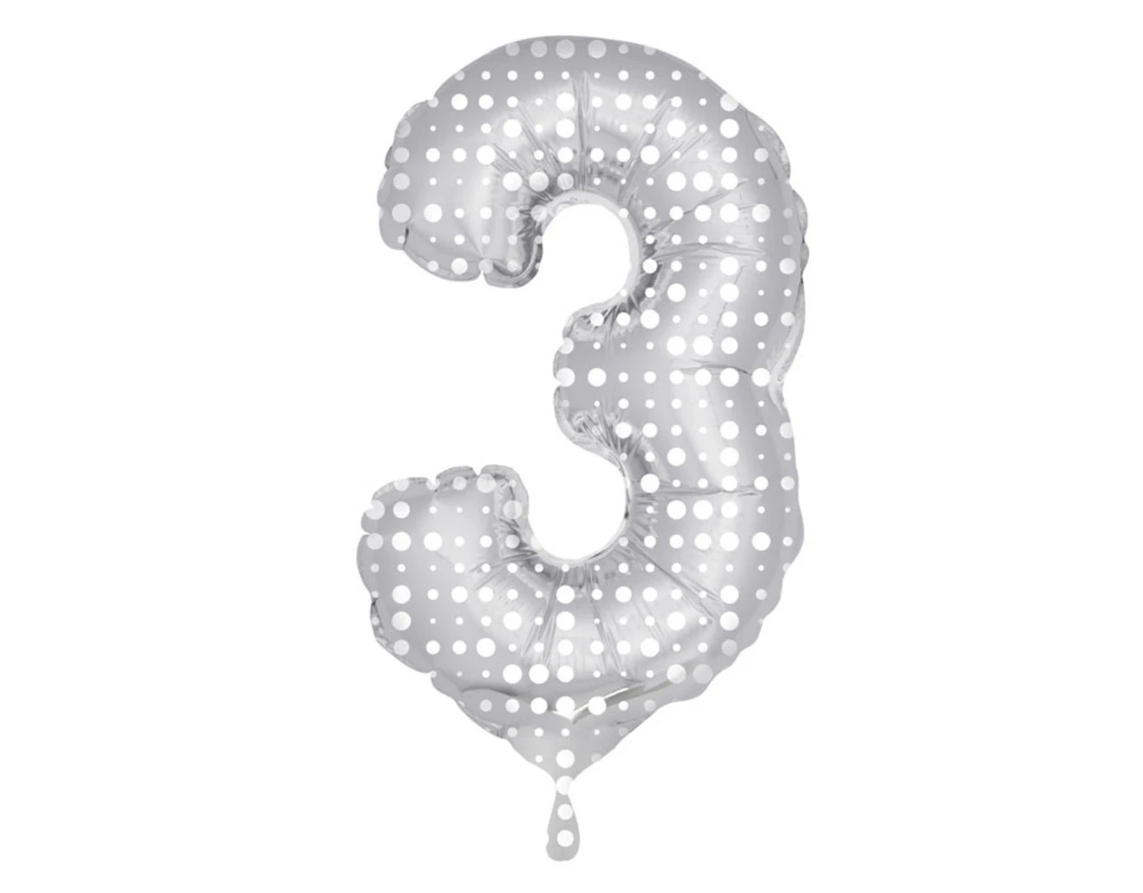 Folie Ballon Cijfer 3 Zilveren Stippen XL 86cm Leeg 1 Folie Ballon Cijfer 3 Zilveren Stippen XL 86cm Leeg