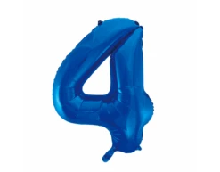 Folie Ballon Cijfer 4 Blauw XL 86cm Leeg