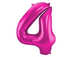 Folie Ballon Cijfer 4 Fuchsia Metallic XL 86cm Leeg