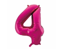 Folie Ballon Cijfer 4 Fuchsia XL 86cm Leeg