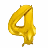 Folie Ballon Cijfer 4 Goud XL 86cm Leeg