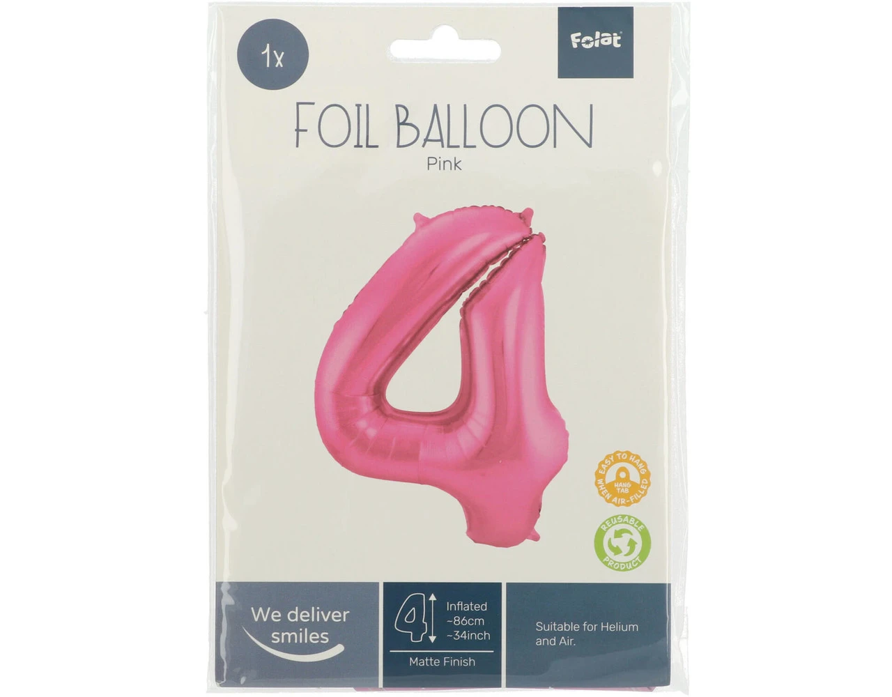 Folie Ballon Cijfer 4 Mat Roze XL 86cm Leeg 4 Folie Ballon Cijfer 4 Mat Roze XL 86cm Leeg - Afbeelding 4