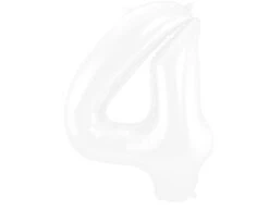 Folie Ballon Cijfer 4 Mat Wit XL 86cm Leeg