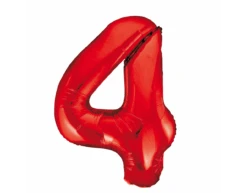 Folie Ballon Cijfer 4 Rood XL 86cm Leeg