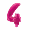 Folie Ballon Cijfer 4 Roze 41cm Met Rietje