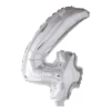 Folie Ballon Cijfer 4 Zilver 41cm Met Rietje