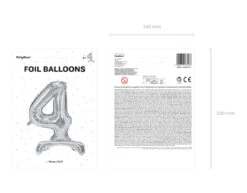 Folie Ballon Cijfer 4 Zilver Standaard Leeg 70cm -Feestspullen Winkel folie ballon cijfer 4 zilver standaard leeg 70cm 2