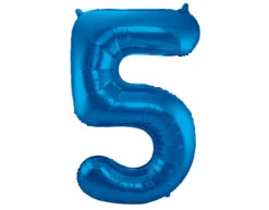 Folie Ballon Cijfer 5 Blauw Metallic XL 86cm Leeg