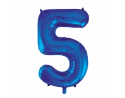 Folie Ballon Cijfer 5 Blauw XL 86cm Leeg