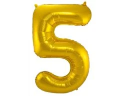 Folie Ballon Cijfer 5 Goud Metallic XL 86cm Leeg