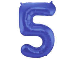 Folie Ballon Cijfer 5 Mat Blauw XL 86cm Leeg