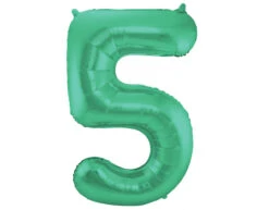 Folie Ballon Cijfer 5 Mat Groen XL 86cm Leeg