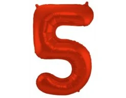 Folie Ballon Cijfer 5 Mat Rood XL 86cm Leeg