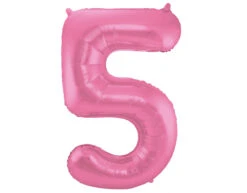 Folie Ballon Cijfer 5 Mat Roze XL 86cm Leeg