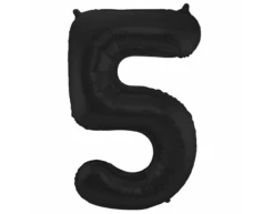 Folie Ballon Cijfer 5 Mat Zwart XL 86cm Leeg