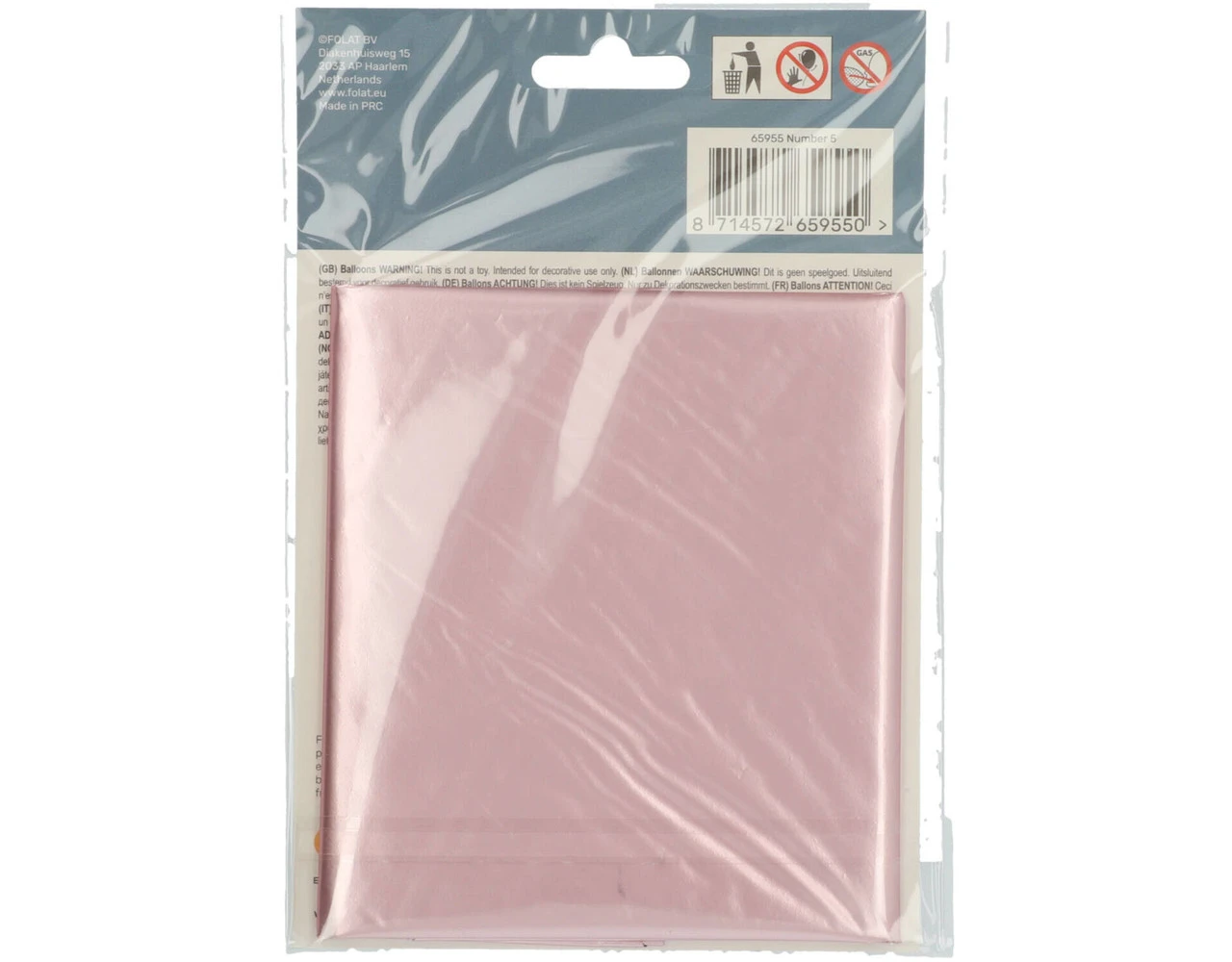 Folie Ballon Cijfer 5 Pastel Roze XL 86cm Leeg 3 Folie Ballon Cijfer 5 Pastel Roze XL 86cm Leeg - Afbeelding 3